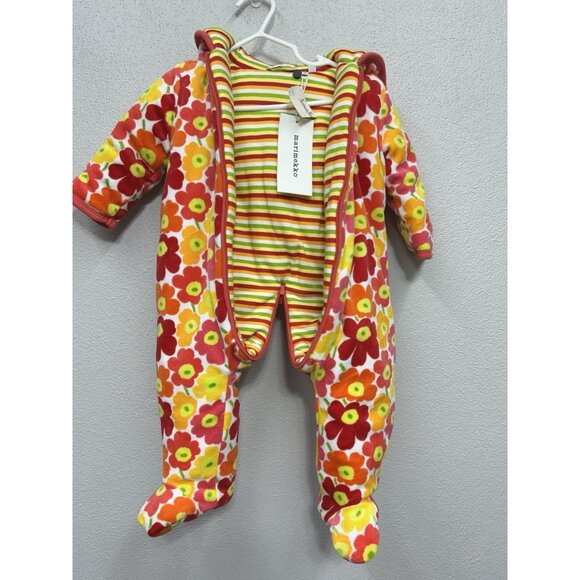 Marimekko Baby Jumpsuit 9M /9 Month 74 Winter Fleece One Piece Floral Full Zip - Picture 4 of 8